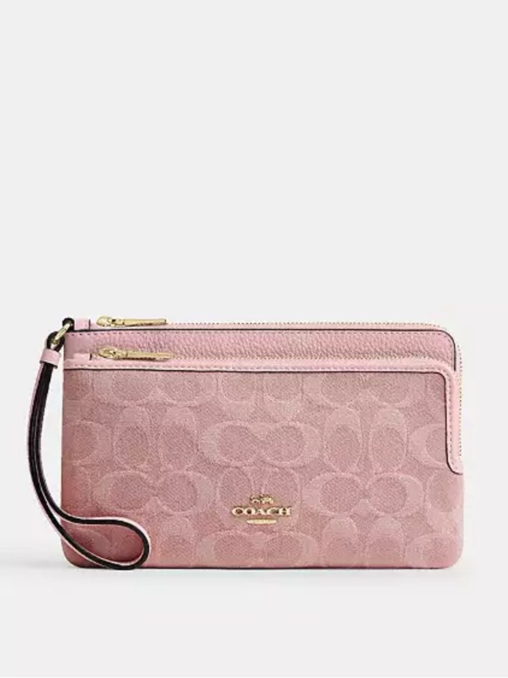 NWT💕Coach Double Zip Wallet In Signature Denim Light Pink CDN22 Wristlet Gifts - Picture 6 of 7